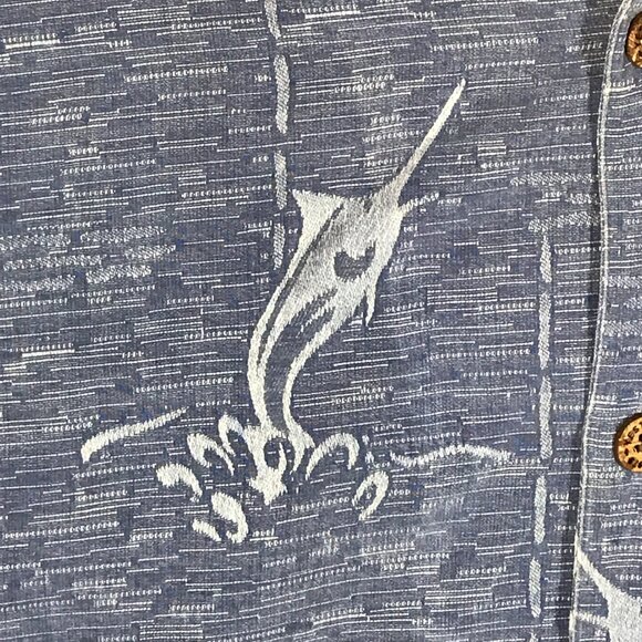 Yesterdays Sportswear Men's X-Large Blue Silk Short Sleeve Button Up Loop Collar - Picture 5 of 8